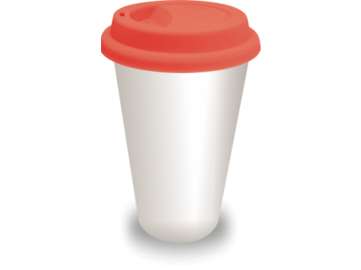PixMaster / Hrnek LATTE bílý včetně ECO silikonového víčka_ČERVENÁ_300ml