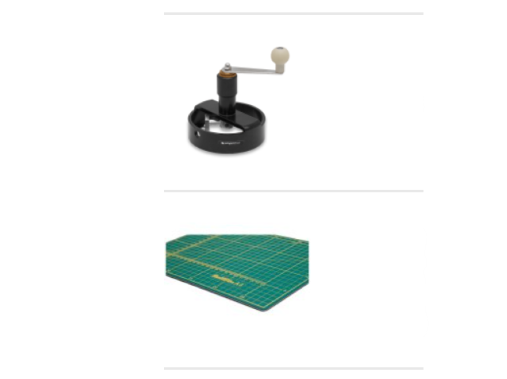 Set pro výřez placek - Kovová kruhová řezačka (25-58mm) + Řezací podložka Rotatrim 30x22cm